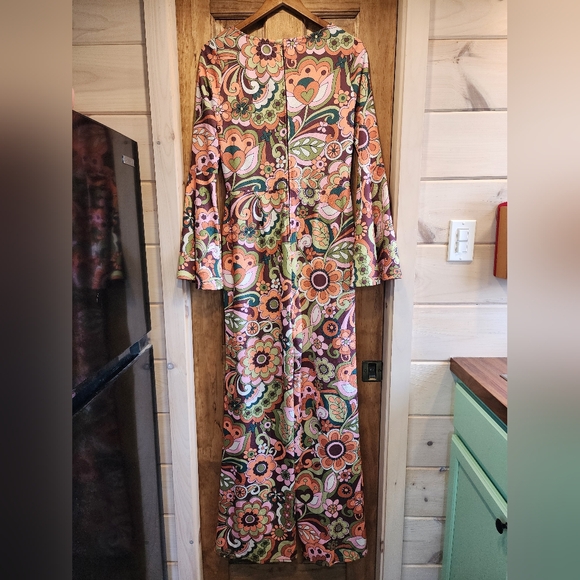 Unique Vintage Smak Parlour Funky Floral 70s Inspired Jumpsuit - Picture 7 of 10
